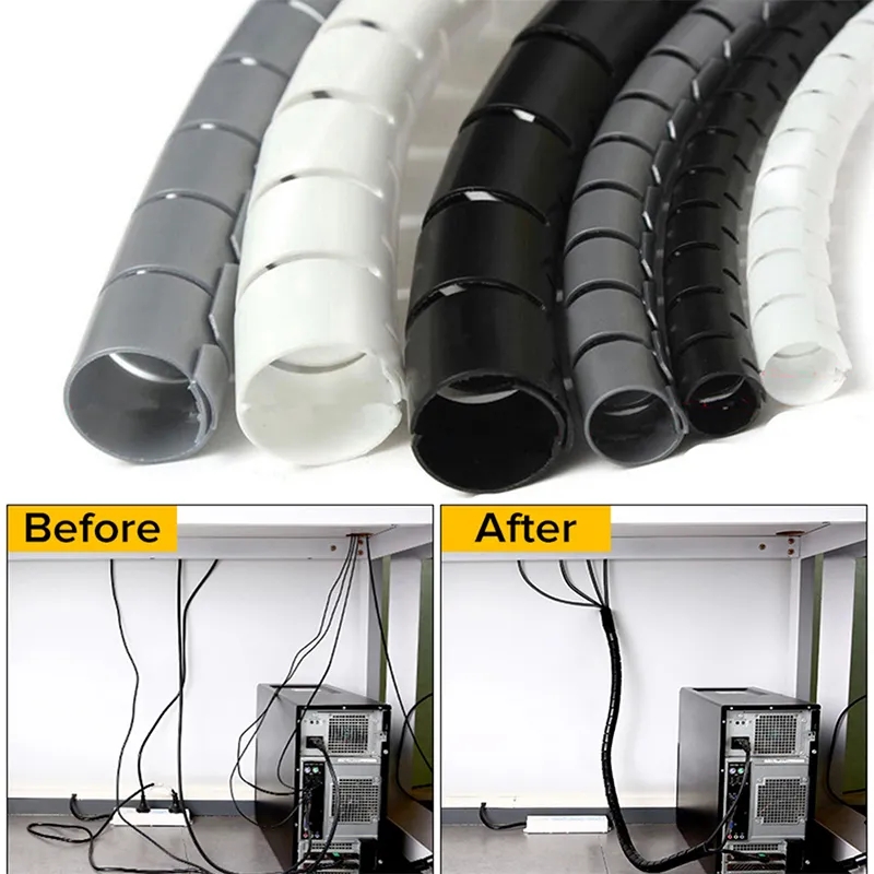 Coiled Usb Cable - 1/2 メートル柔軟なスパイラルケーブルオーガナイザークリップ収納パイプコードプロテクター管理ケーブルワインダーデスク Tidy ケーブルアクセサリーツール