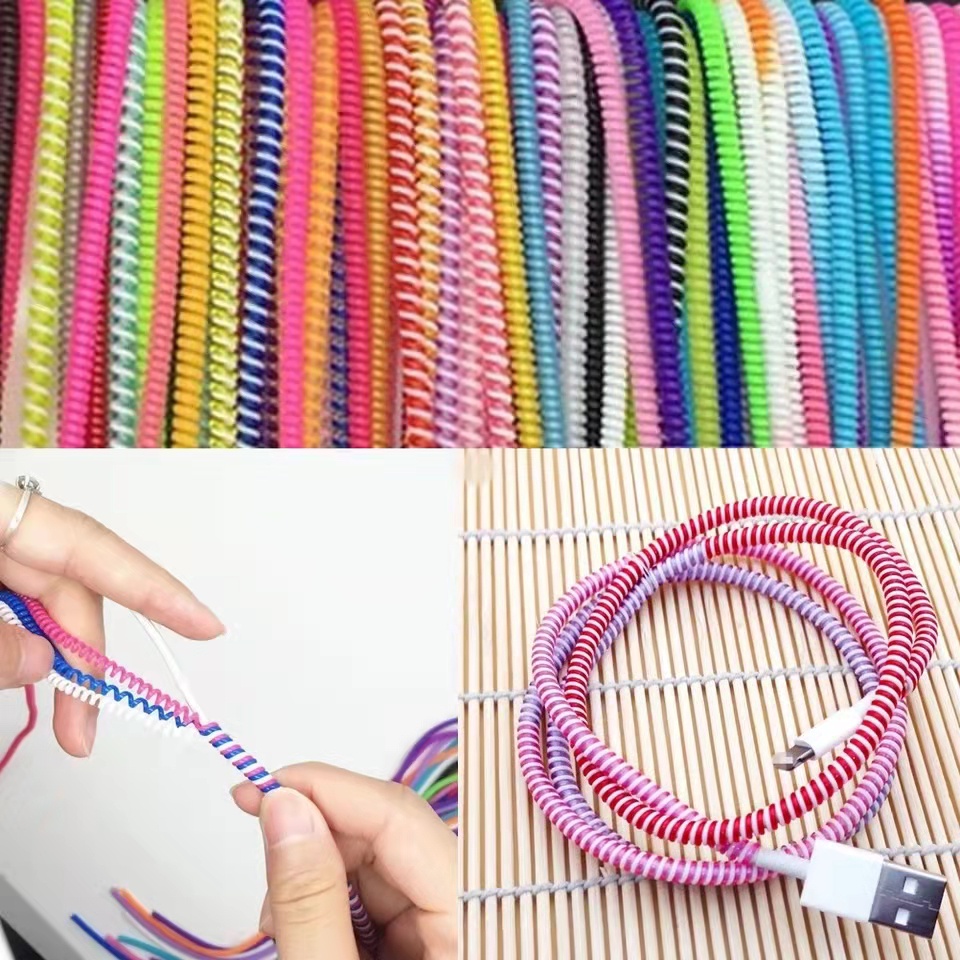 Coiled Usb Cable - TPUスパイラルUSB充電ケーブルプロテクター iPhone 17 Samsung Huawei用 コード保護ケーブルワインダー