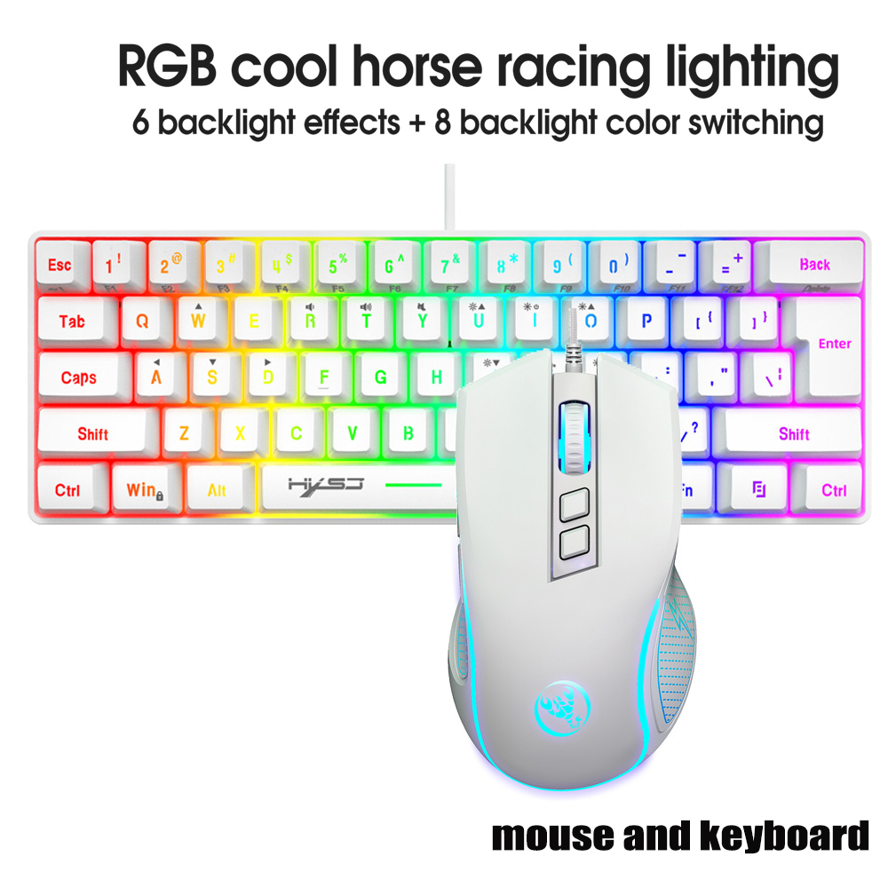 Gaming Keyboard Mouse Set - キーボードとマウスのセット、ゲーマー向けキーボードコンボ、60%PCキーボード（白）、ゲーミングキーボードとマウスのセット、お得なキーボードとマウスのセット