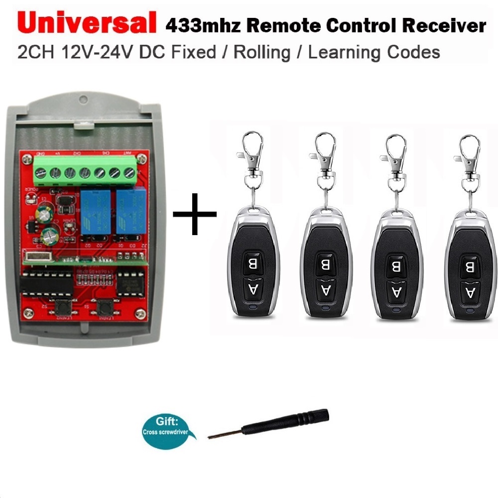 Switch Opener Tool - ガレージドアレシーバー,ガレージドアオープナー,送信機スイッチ,固定ローリングコード,2チャンネル,12v-24v,433.92mhz,433mhz