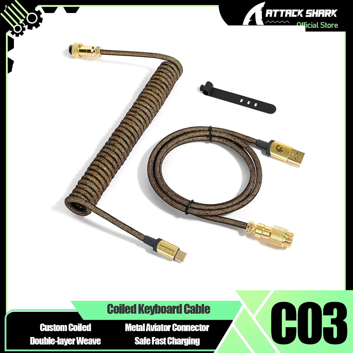 Coiled Usb Cable - ATTACK SHARK * MAMBASNAKE C03 ゲーミングキーボード用コイル状USB