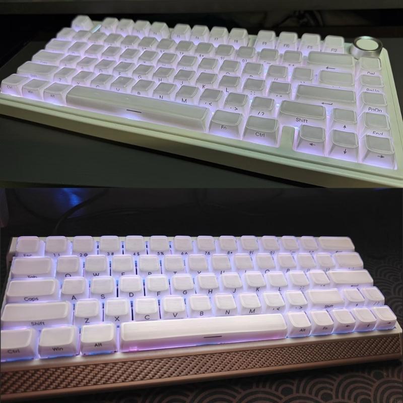 Gaming Keyboard Types - Crystal Jelly サイドプリントキーボードキーキャップセット、OEM プロファイル混合素材ビルド、タイピング、ゲーム、F19E 用の 113