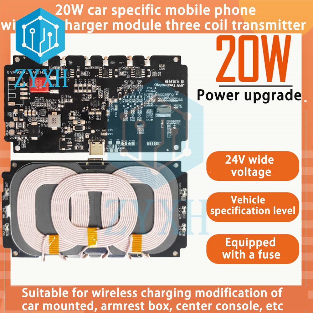 ワイヤレス充電器モジュール,20w 22w,3コイル伝送端2 - Coiled Usb Cable のレビューと価格