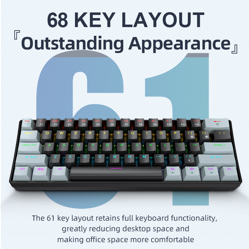 APAYADO K61 ミニメカニカルキーボード、有線、61 - Gaming Keyboard Mini Mechanical のレビューと価格