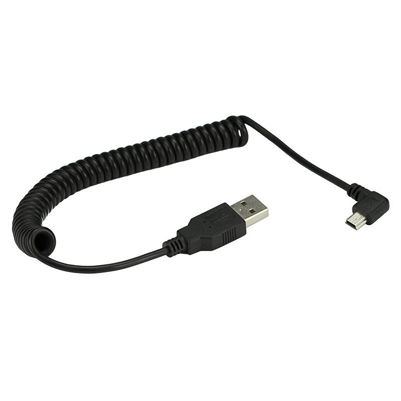 ミニusb 5Pin 90度左または直角春コイル状のusb  - Coiled Usb Cable のレビューと価格