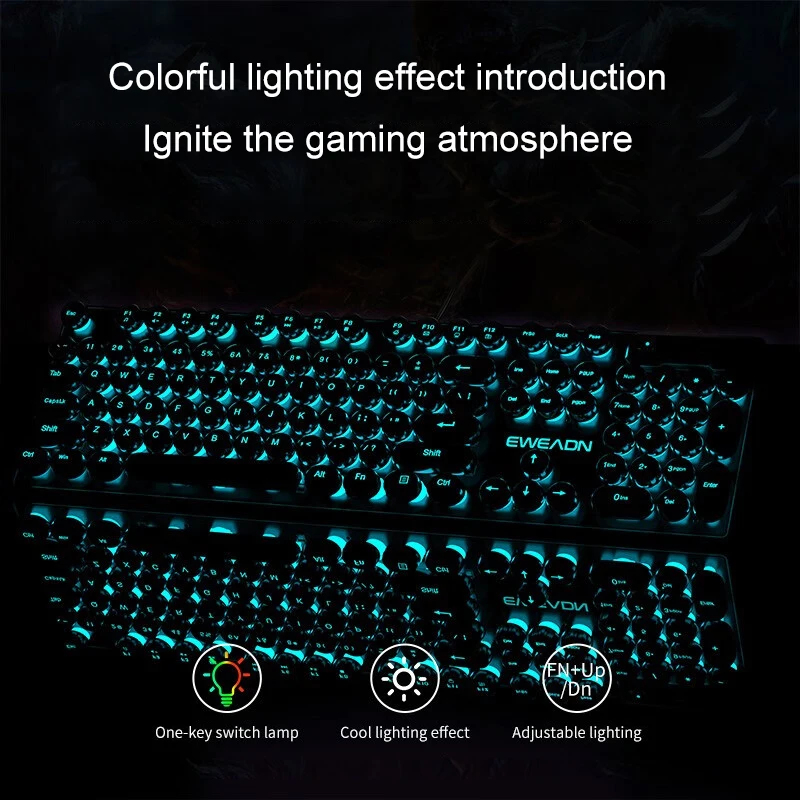 レトロパンクメカニカル風キーボードマウスセット有線ワイヤレス - Gaming Keyboard Mouse Set のレビューと価格