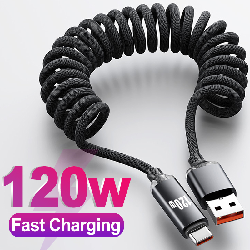 頑丈なナイロン製コイル状USB Cケーブル 120W高速充電 - Coiled Usb Cable のレビューと価格