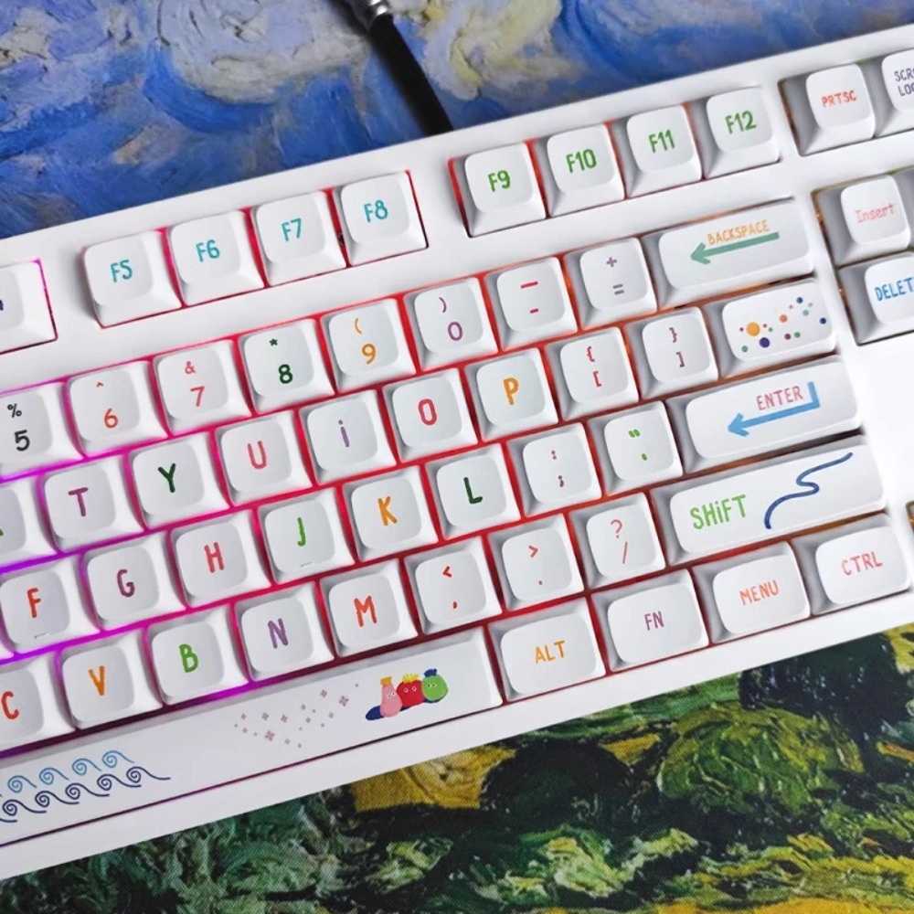 鮮やかなサマーアートキーキャップ 128 キー XDA プロ - Gaming Keyboard Tkl のレビューと価格