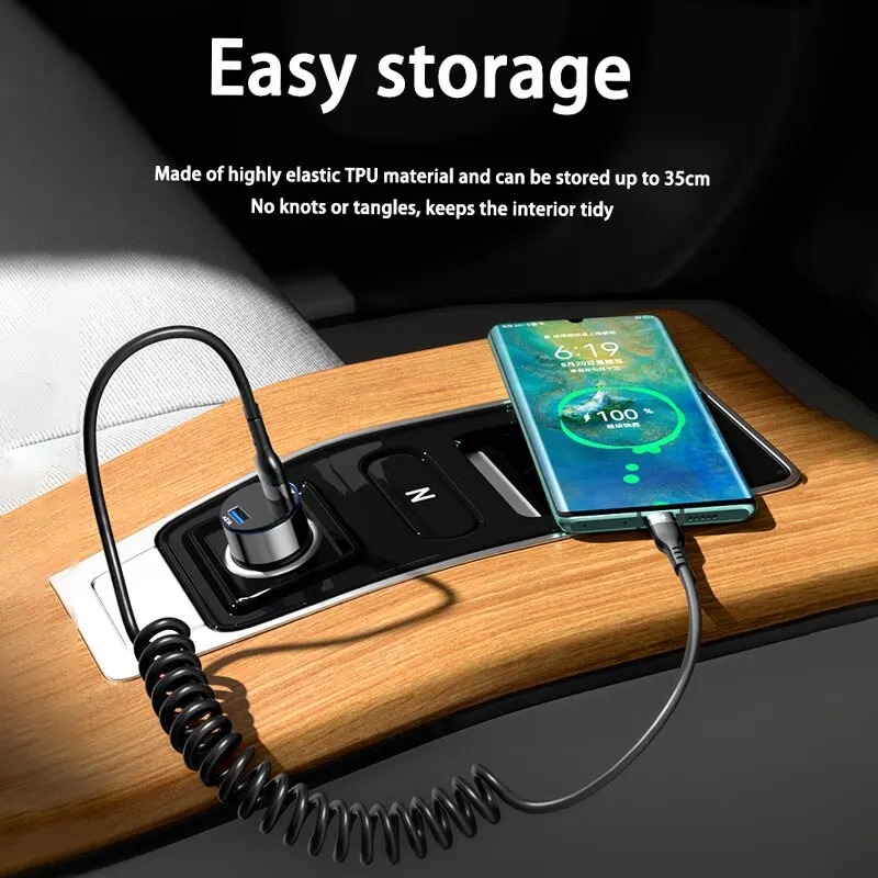 5A急速充電対応 コイル状USB C to USB Cケーブ - Coiled Usb Cable のレビューと価格