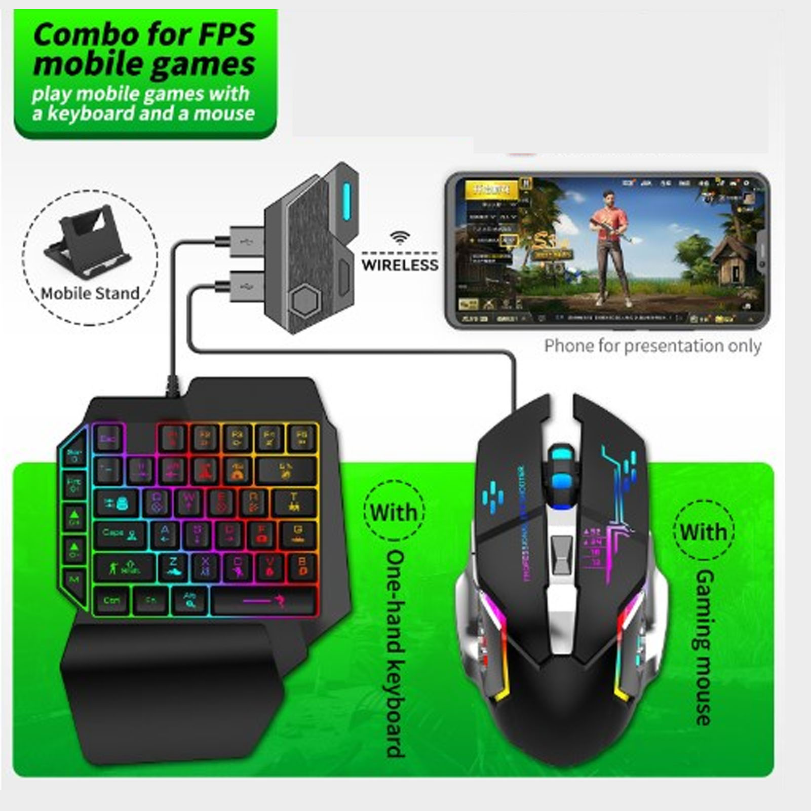 キーボード マウス コンバーター セット 応答性の高い片手キ - Gaming Keyboard Mouse Set のレビューと価格