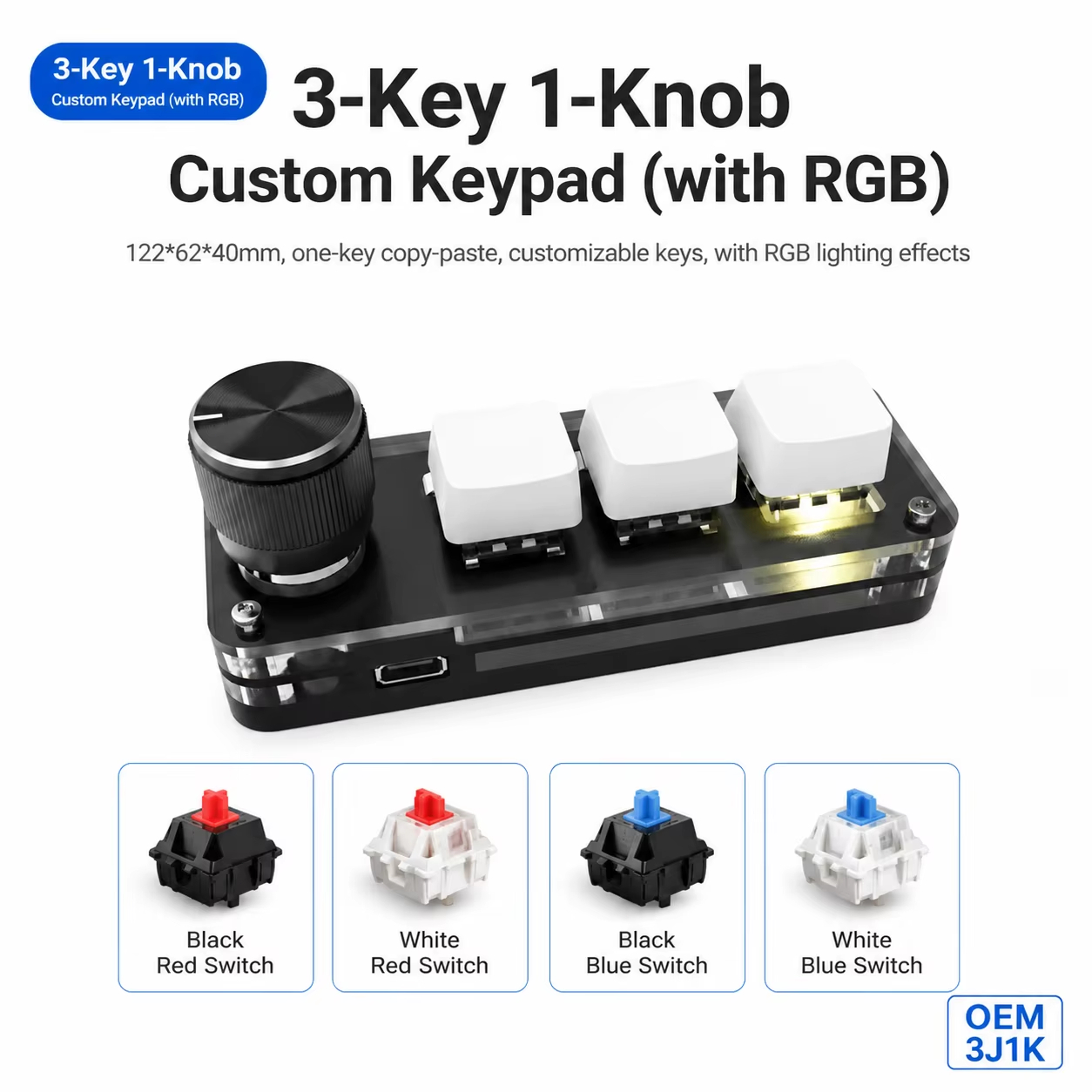 プログラマブル3キーノブ付きマクロパッドメカニカルキーボード - Gaming Keyboard No Number Pad のレビューと価格