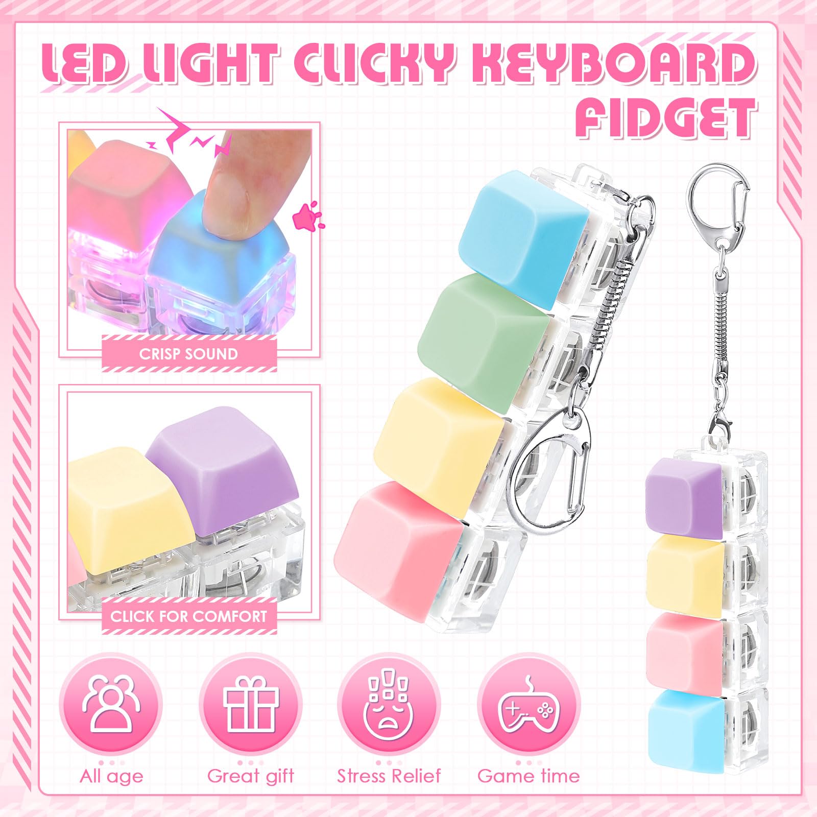 LEDライトアップフィジェットキーチェーン、4キーのスイッチ - Mechanical Switch Tester のレビューと価格