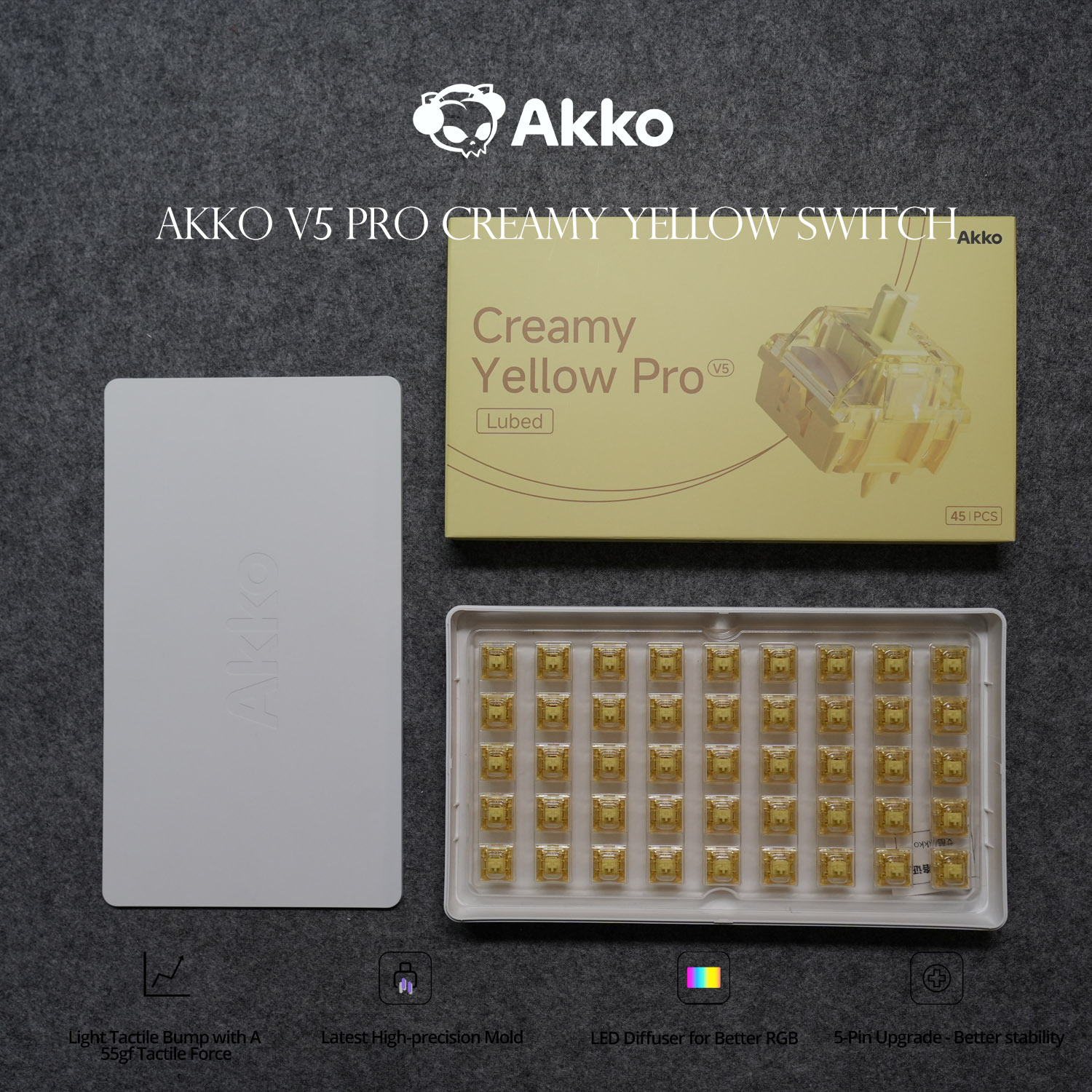 Akko V5 Pro クリームイエロー スイッチ 5ピン  - Keyboard Lube Kit のレビューと価格