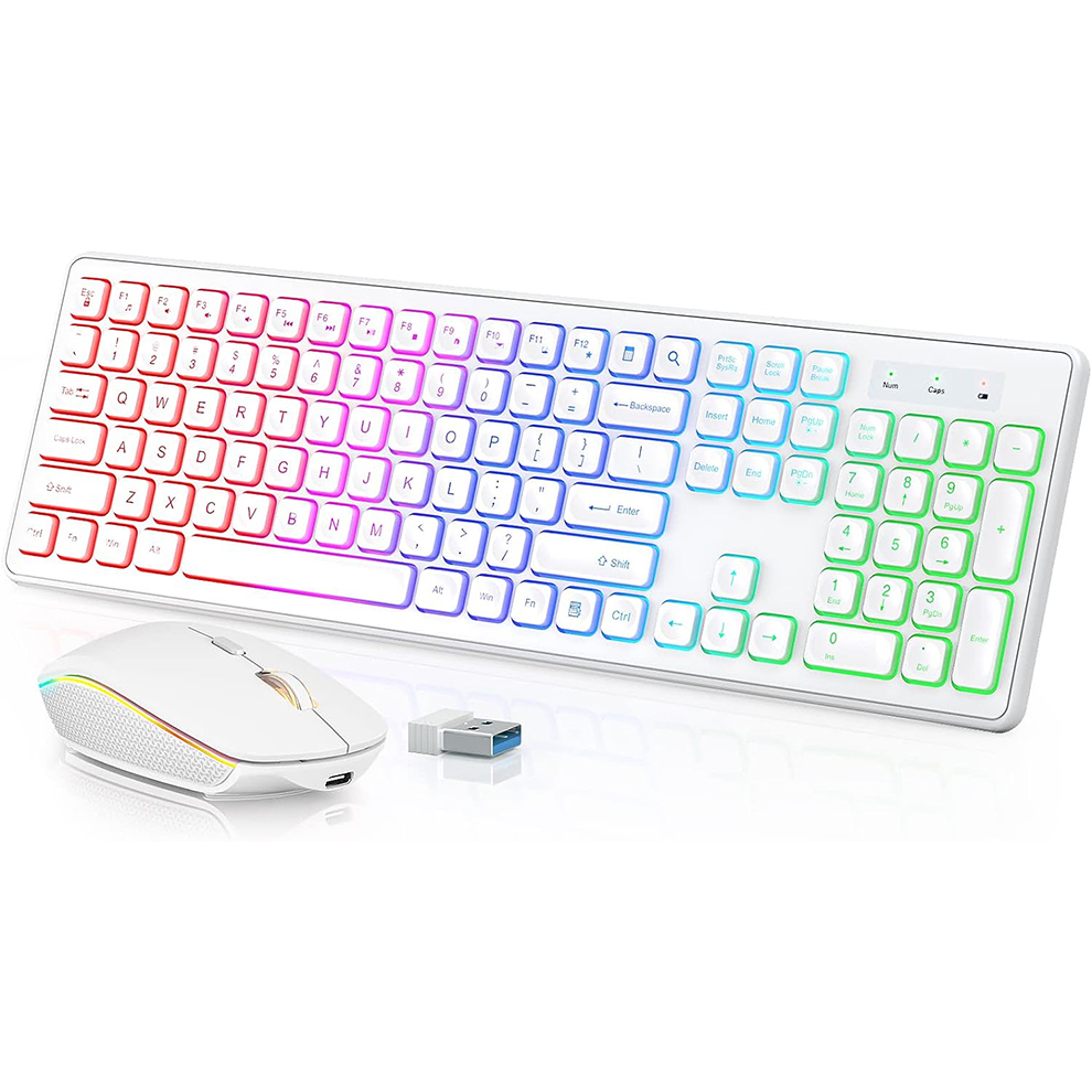 バックライト付きワイヤレスキーボードとマウス、静かなライトア - Gaming Keyboard Mouse Set のレビューと価格