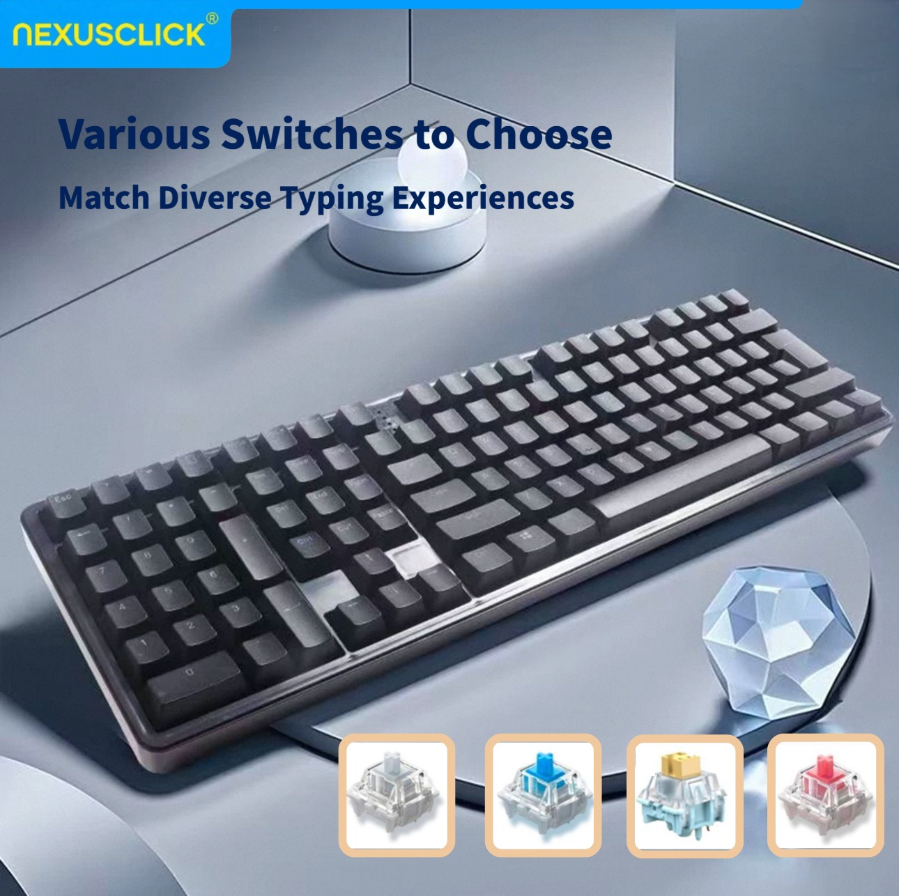NexusClick人間工学に基づいた左利き用中古メカニカル - Gaming Keyboard No Number Pad のレビューと価格